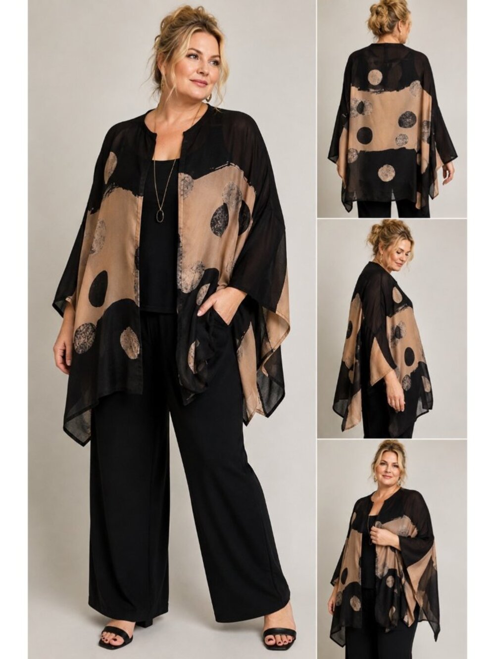 Margot Rozanska 2X 3X 100% Silk Art to Wear Jacket Abstract Sheer Topper